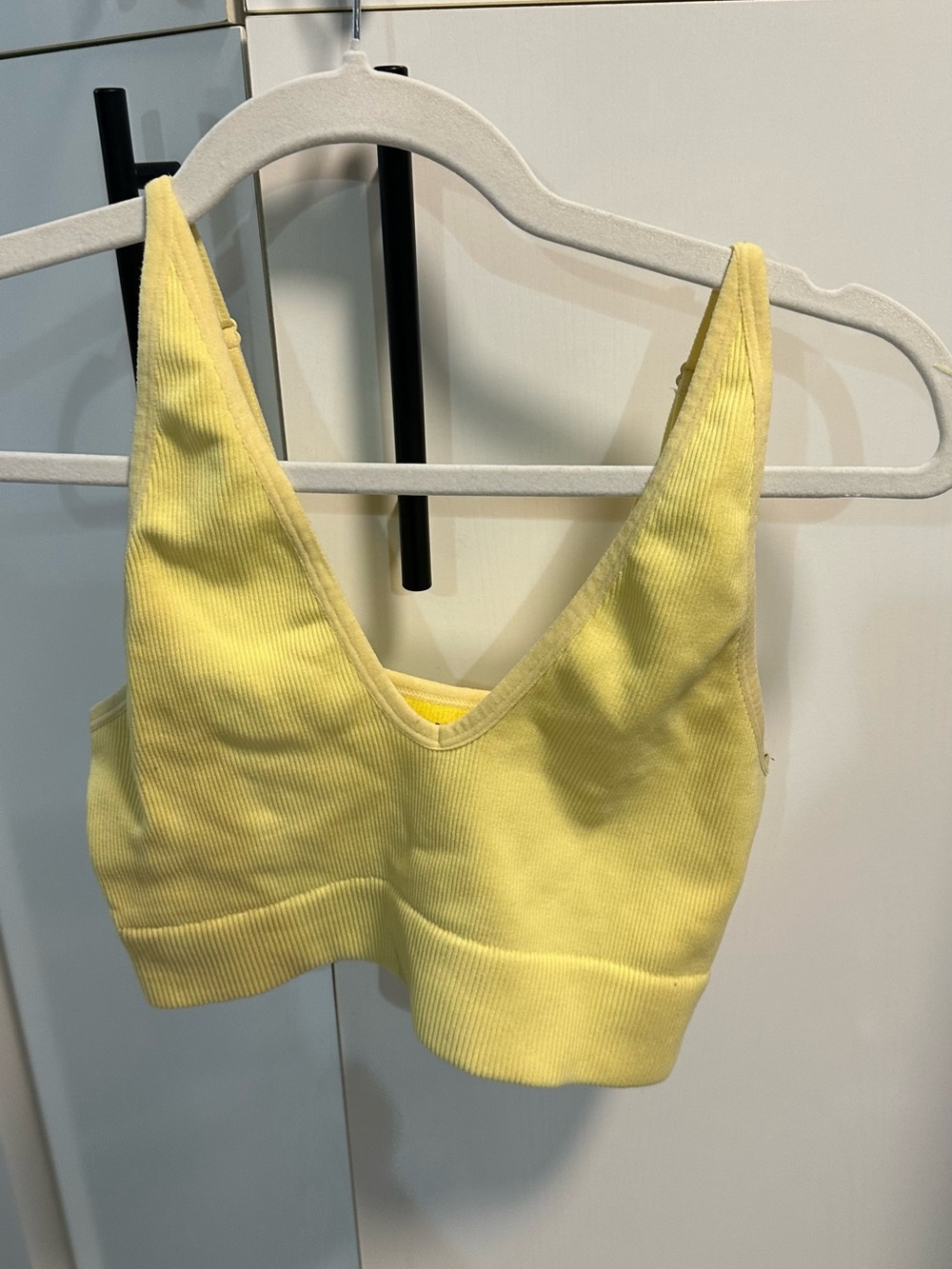 Garage Yellow Ribbed V-Neck Bralette